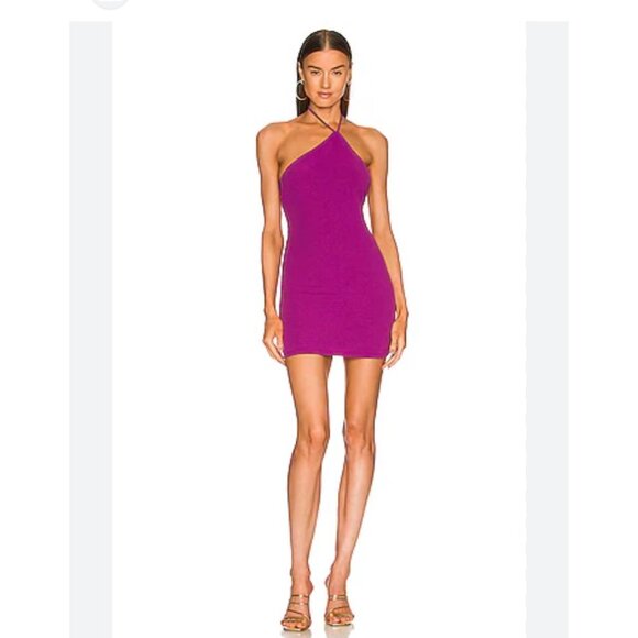 NWT Michael Costello X Revolve Purple Halter Neck Mini Dress Small (bin FF101) - Picture 2 of 9
